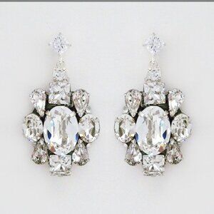 Cheryl King Couture Bridal Chandelier EarringModern Flower Crystal Earrings